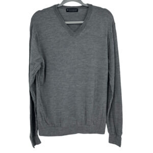 Hart Schaffner Marx Mens M Wool Sweater V-Neck Grey Minimalist Neutral